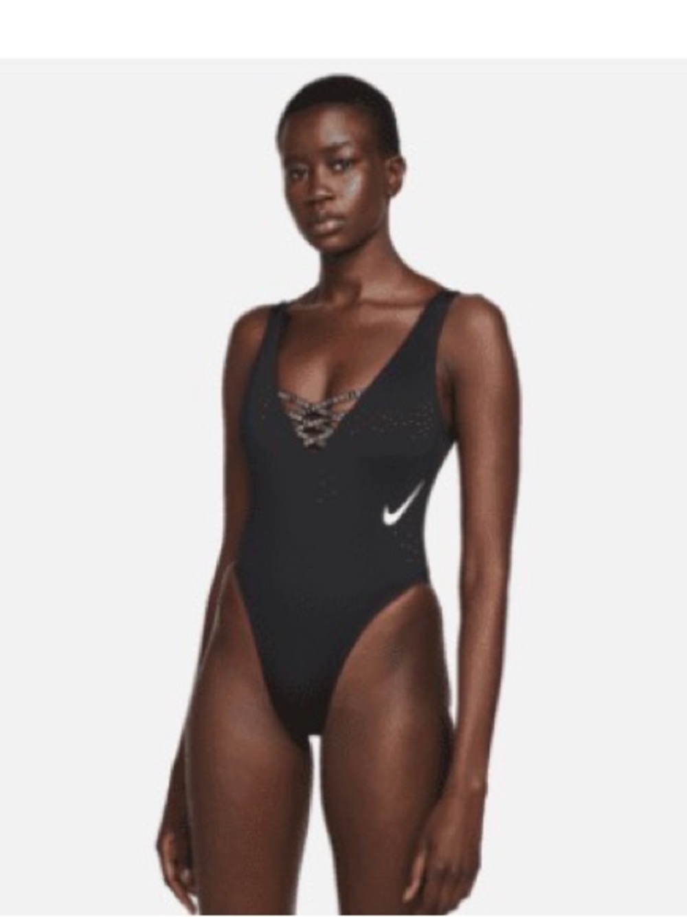 Nike NWOT Sneakerkini Black One-Piece Swimwear with White Swoosh